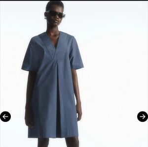 COS Deep Blue Mini Dress NWOT Minimalist 100% Cotton Sz 2 With POCKETS